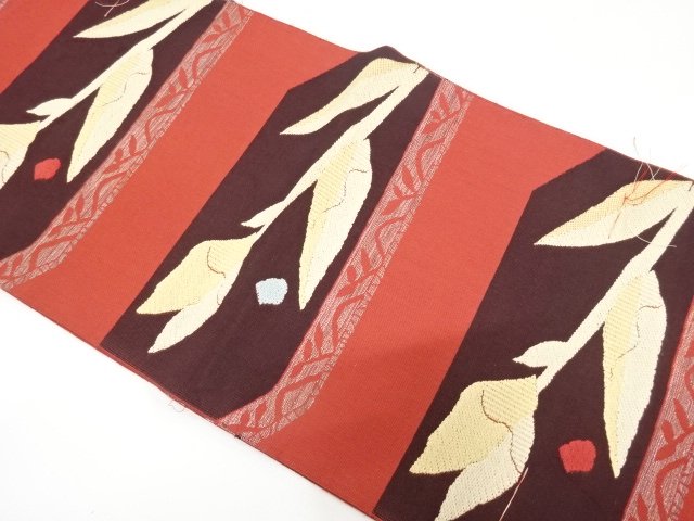 JAPANESE KIMONO / UNUSED ORIGINAL FLOWER PATTERN WOVEN A HORIZONTAL ST